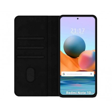 Funda Polipiel con tarjetero para Xiaomi Redmi Note 10 Pro color Negra
