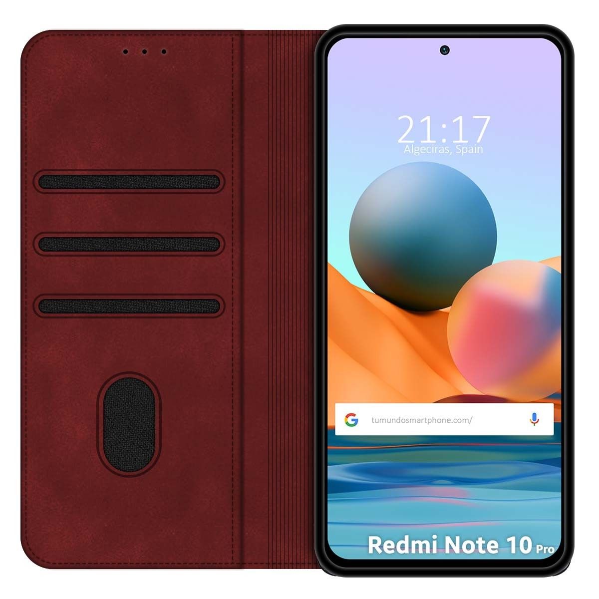 Funda Polipiel con tarjetero para Xiaomi Redmi Note 10 Pro color Roja