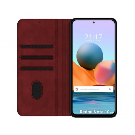 Funda Polipiel con tarjetero para Xiaomi Redmi Note 10 Pro color Roja