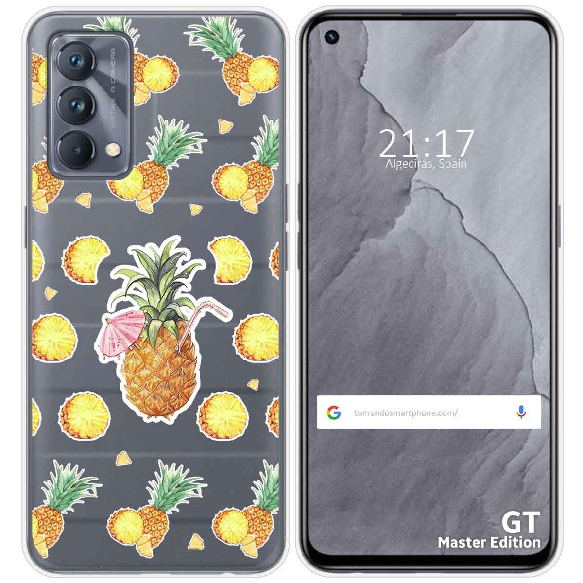 Funda Silicona Transparente para Realme GT Master Edition diseño Piña Dibujos