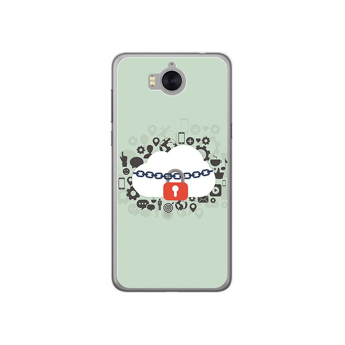 Funda Gel Tpu para Huawei Y6 2017 Diseño Nube Dibujos