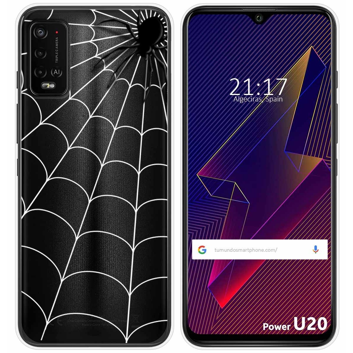 Funda Silicona Transparente para Wiko Power U10 / U20 diseño Araña Dibujos