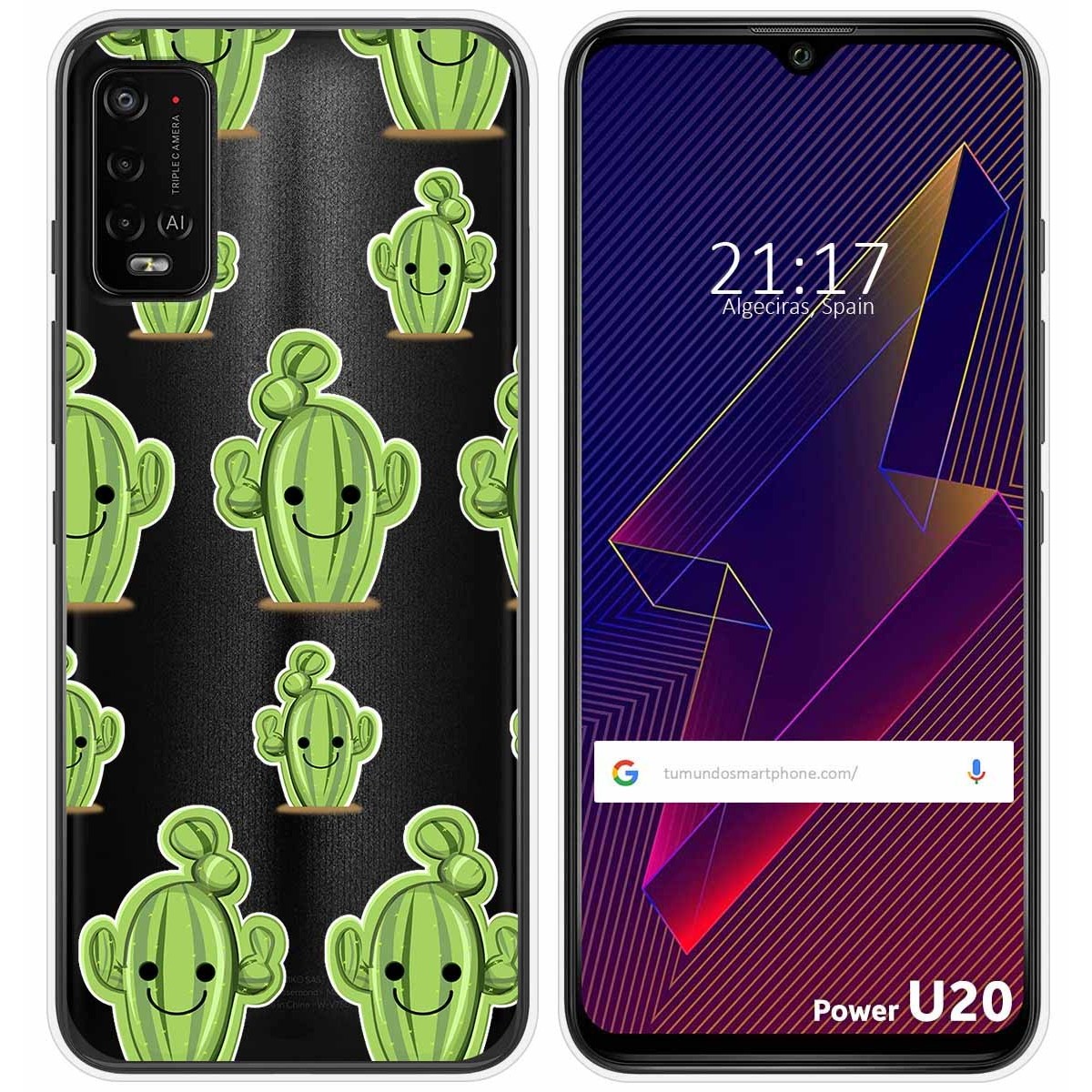Funda Silicona Transparente para Wiko Power U10 / U20 diseño Cactus Dibujos