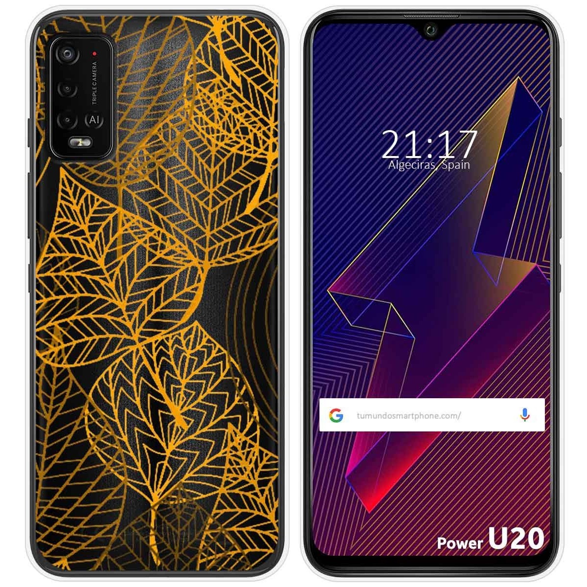 Funda Silicona Transparente para Wiko Power U10 / U20 diseño Hojas Dibujos