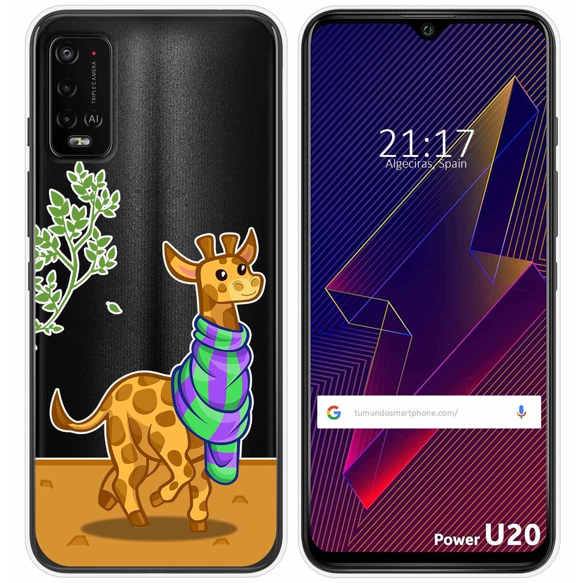 Funda Silicona Transparente para Wiko Power U10 / U20 diseño Jirafa Dibujos