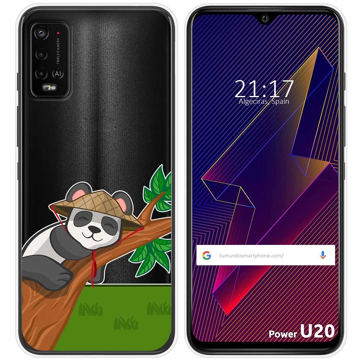 Funda Silicona Transparente para Wiko Power U10 / U20 diseño Panda Dibujos