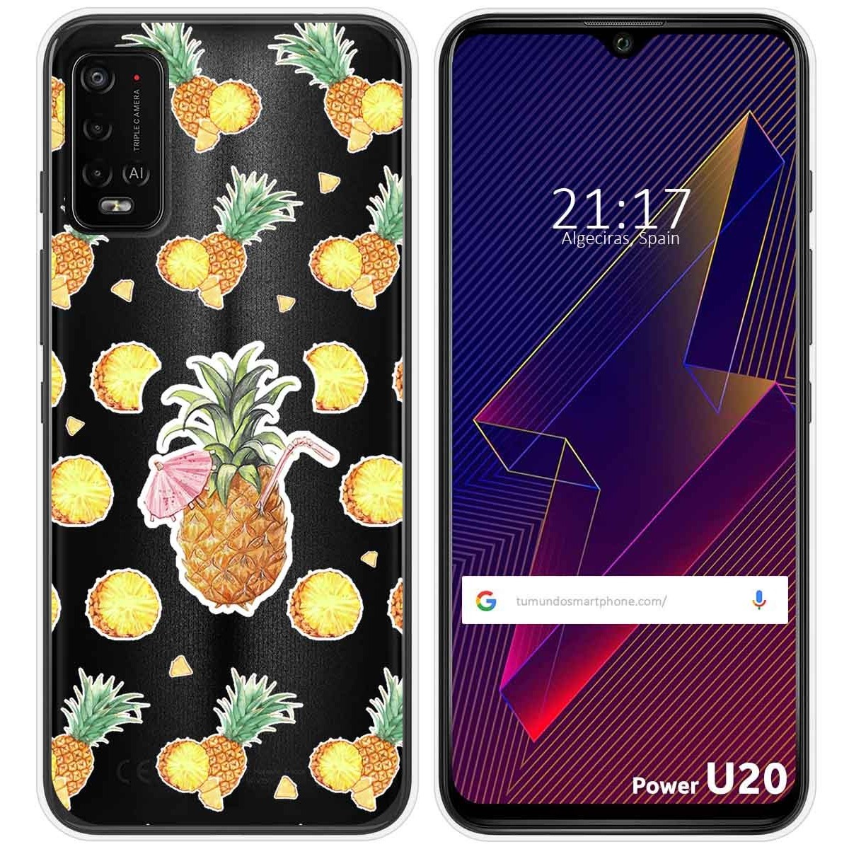 Funda Silicona Transparente para Wiko Power U10 / U20 diseño Piña Dibujos