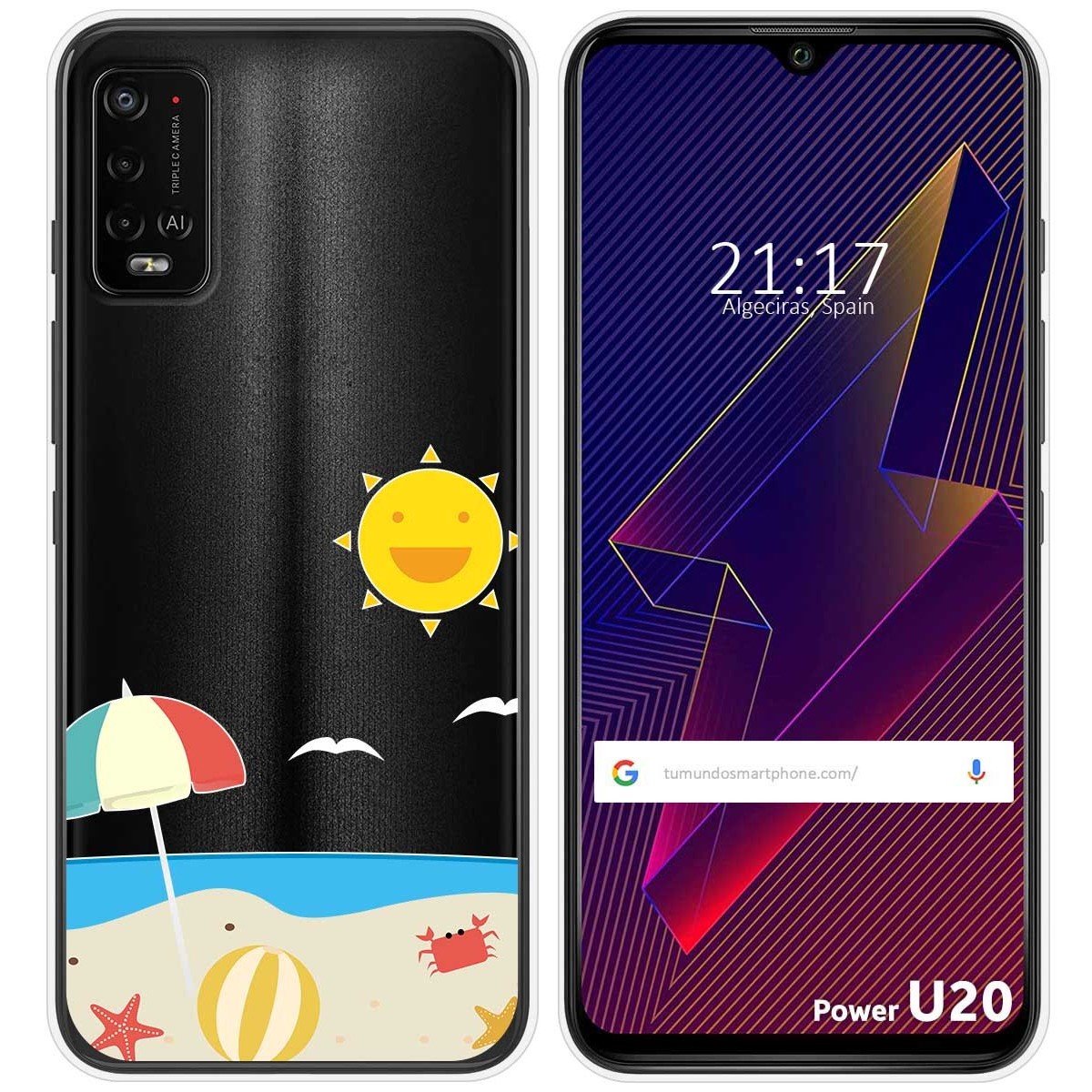 Funda Silicona Transparente para Wiko Power U10 / U20 diseño Playa Dibujos