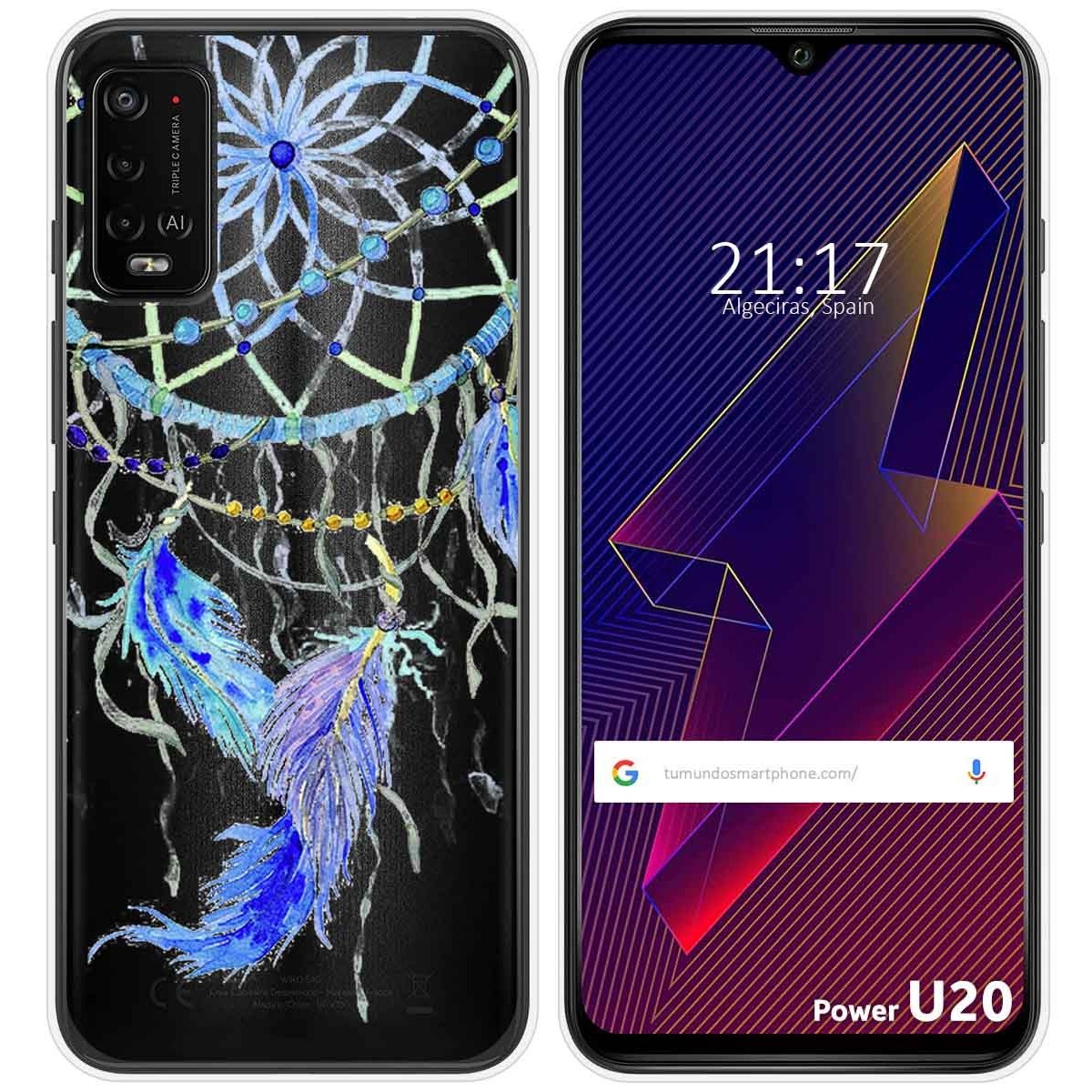 Funda Silicona Transparente para Wiko Power U10 / U20 diseño Plumas Dibujos