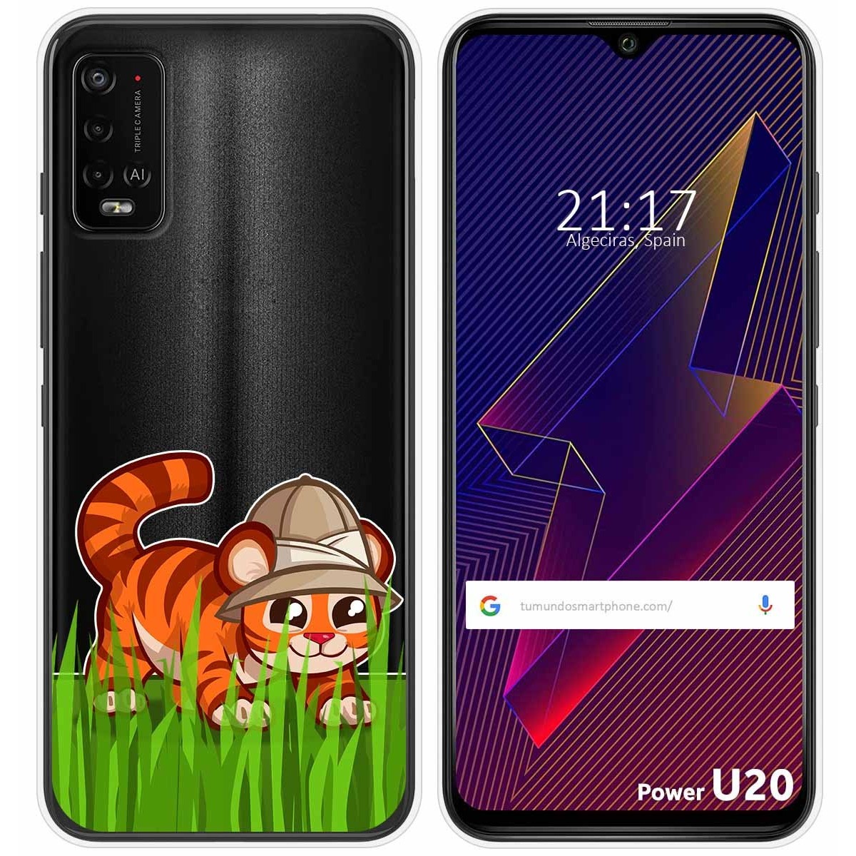 Funda Silicona Transparente para Wiko Power U10 / U20 diseño Tigre Dibujos