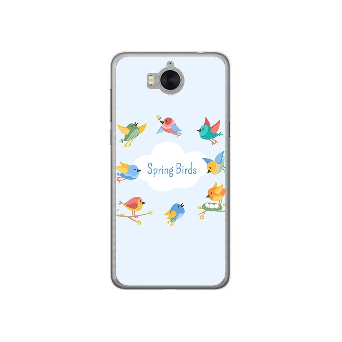 Funda Gel Tpu para Huawei Y6 2017 Diseño Spring Birds Dibujos