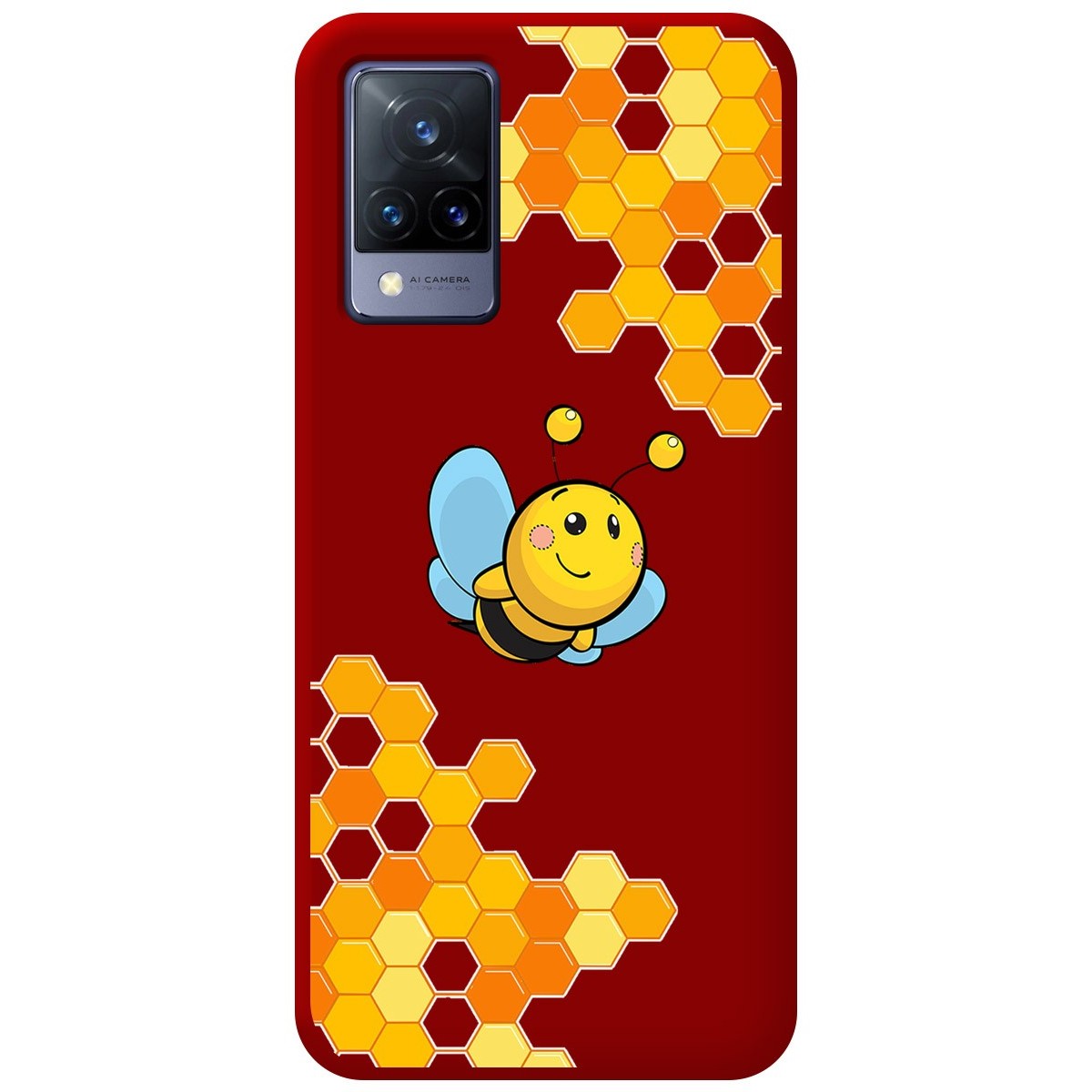Funda Silicona Líquida Roja para Vivo V21 5G diseño Abeja Dibujos