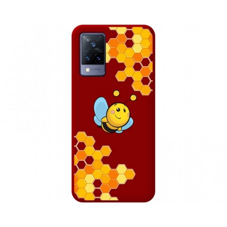 Funda Silicona Líquida Roja para Vivo V21 5G diseño Abeja Dibujos