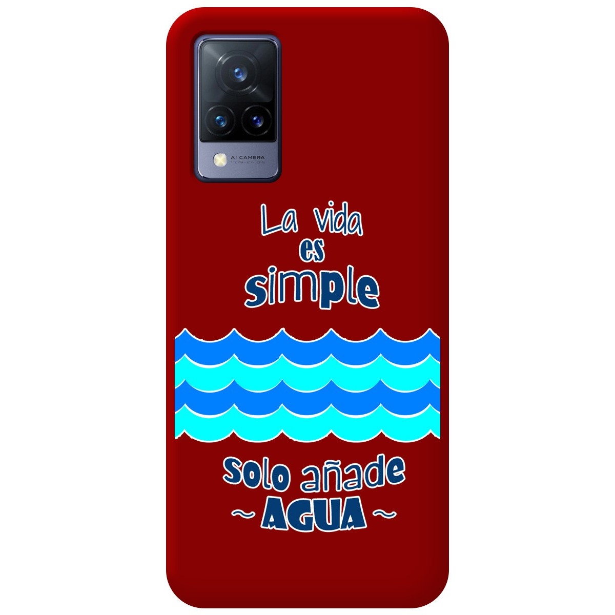 Funda Silicona Líquida Roja para Vivo V21 5G diseño Agua Dibujos