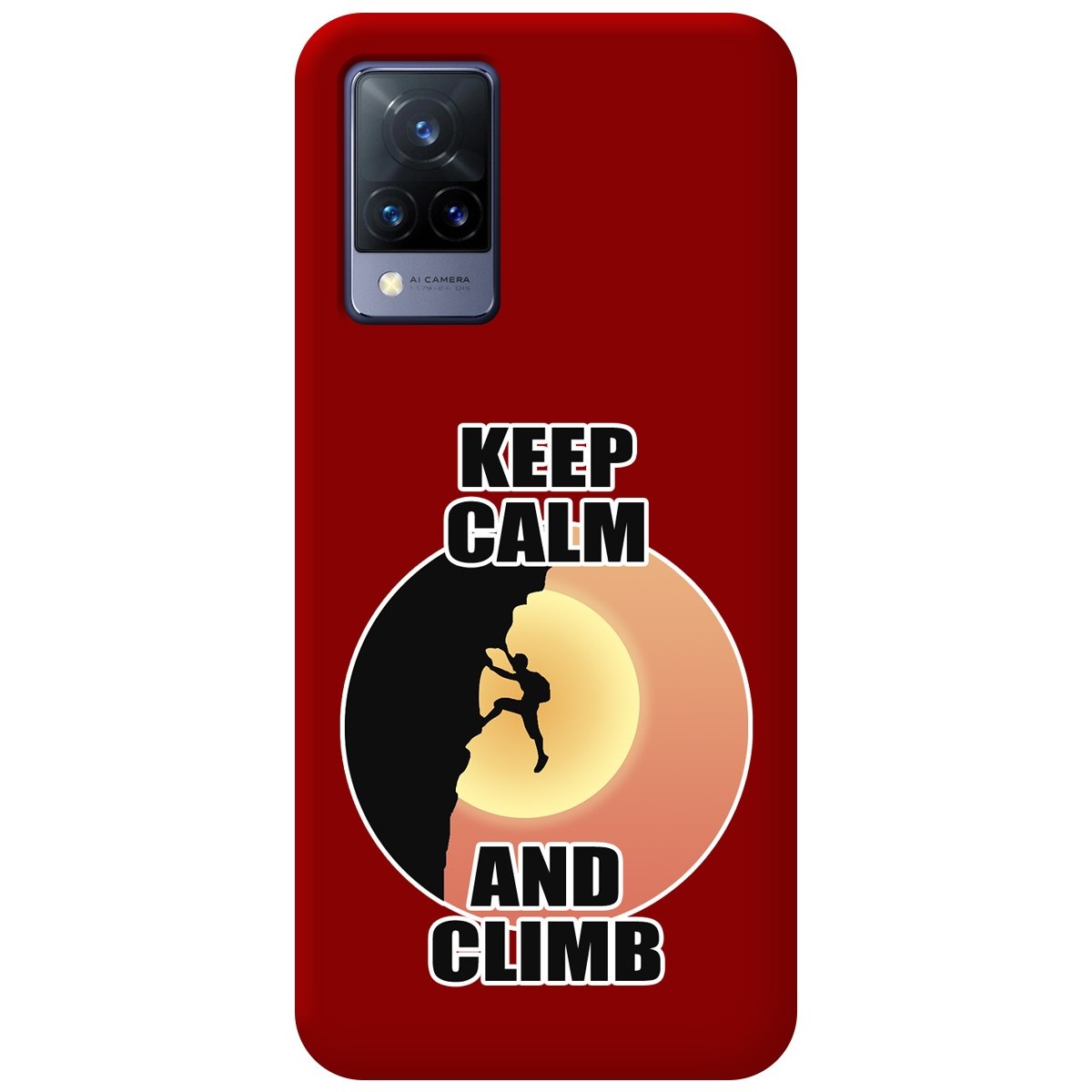 Funda Silicona Líquida Roja para Vivo V21 5G diseño Hombre Escalada Dibujos