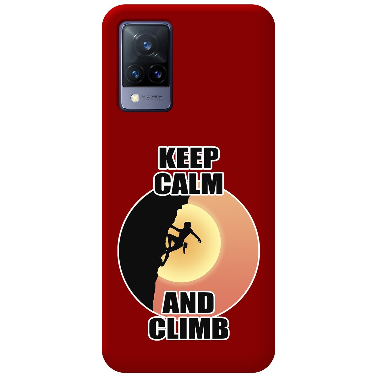 Funda Silicona Líquida Roja para Vivo V21 5G diseño Mujer Escalada Dibujos