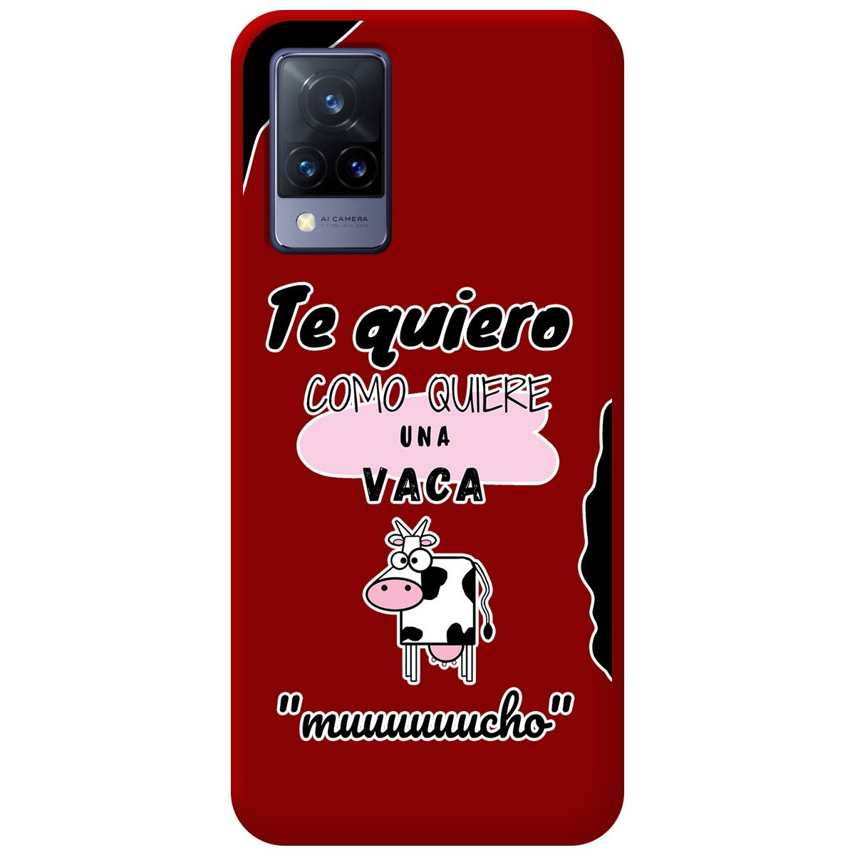 Funda Silicona Líquida Roja para Vivo V21 5G diseño Vaca Dibujos