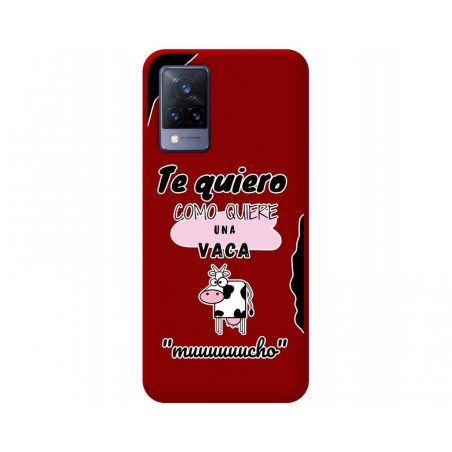 Funda Silicona Líquida Roja para Vivo V21 5G diseño Vaca Dibujos