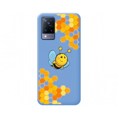 Funda Silicona Líquida Azul para Vivo V21 5G diseño Abeja Dibujos