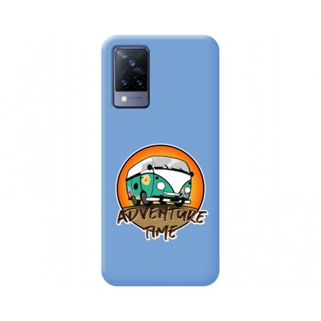 Funda Silicona Líquida Azul para Vivo V21 5G diseño Adventure Time Dibujos
