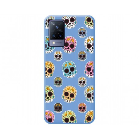 Funda Silicona Líquida Azul para Vivo V21 5G diseño Catrina Dibujos