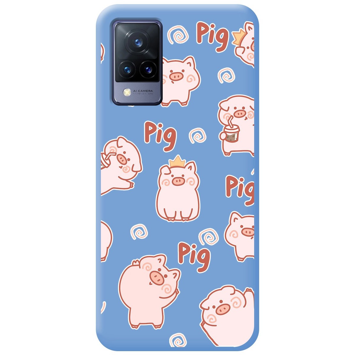 Funda Silicona Líquida Azul para Vivo V21 5G diseño Cerdos Dibujos