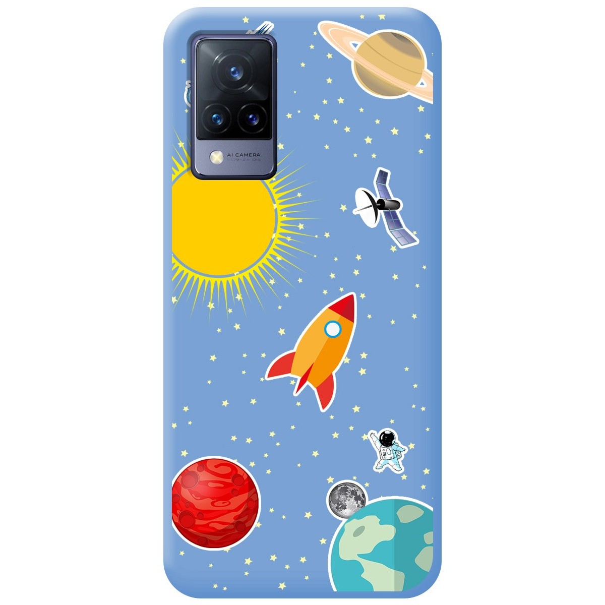 Funda Silicona Líquida Azul para Vivo V21 5G diseño Espacio Dibujos