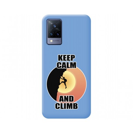 Funda Silicona Líquida Azul para Vivo V21 5G diseño Hombre Escalada Dibujos