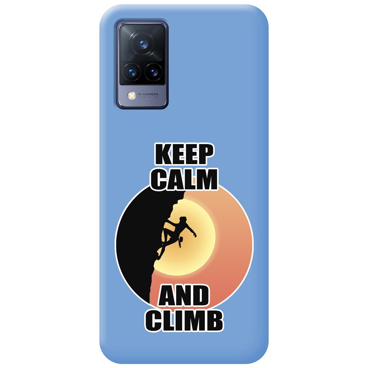 Funda Silicona Líquida Azul para Vivo V21 5G diseño Mujer Escalada Dibujos