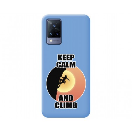 Funda Silicona Líquida Azul para Vivo V21 5G diseño Mujer Escalada Dibujos