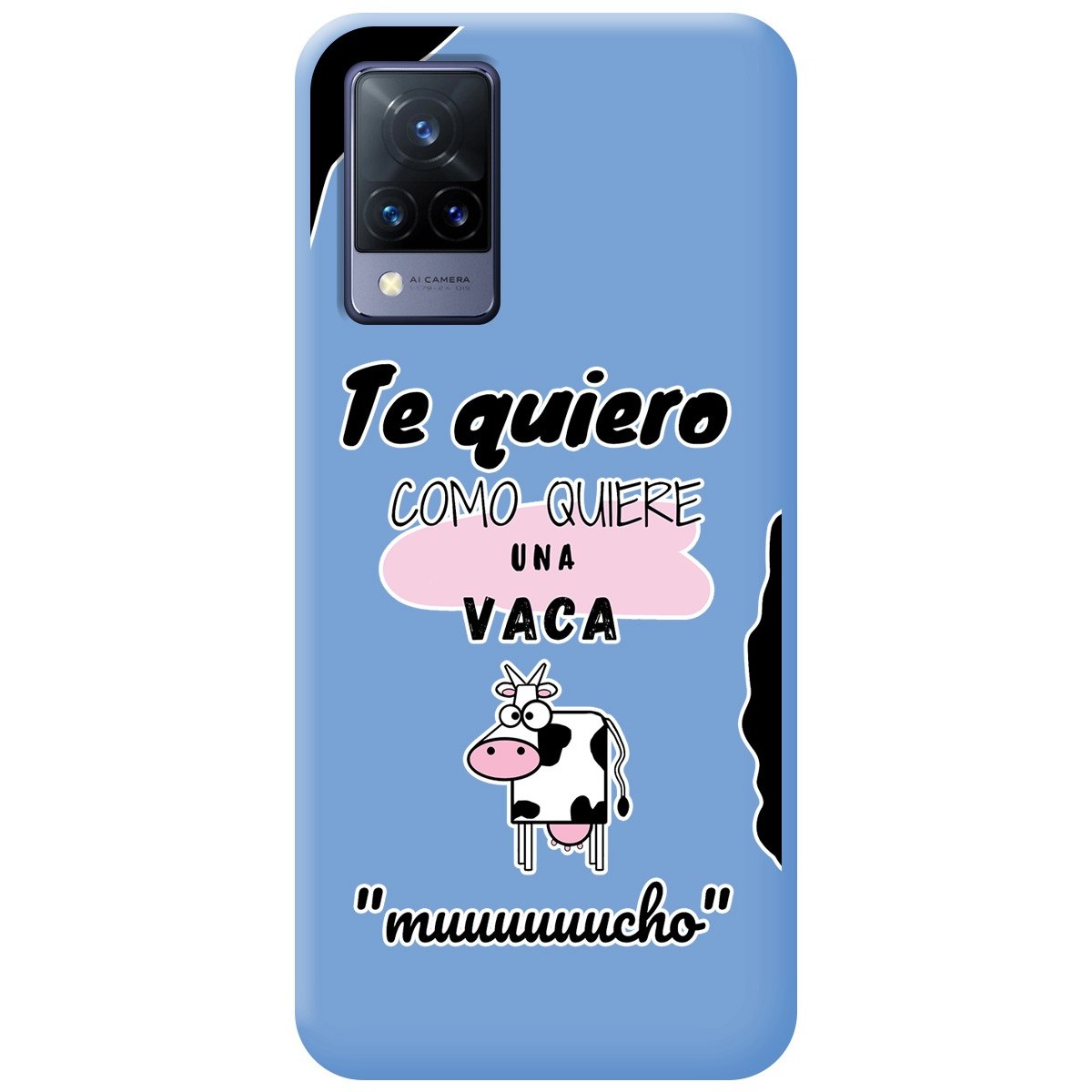 Funda Silicona Líquida Azul para Vivo V21 5G diseño Vaca Dibujos