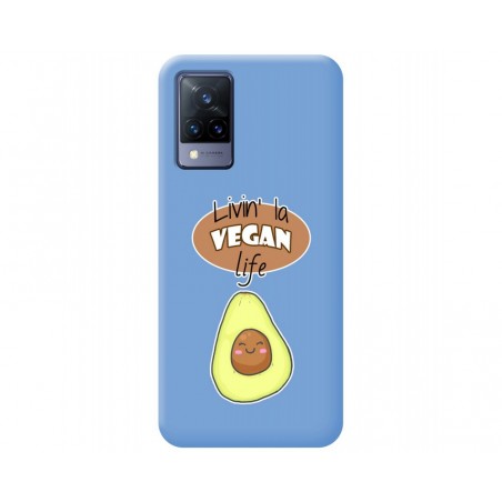 Funda Silicona Líquida Azul para Vivo V21 5G diseño Vegan Life Dibujos