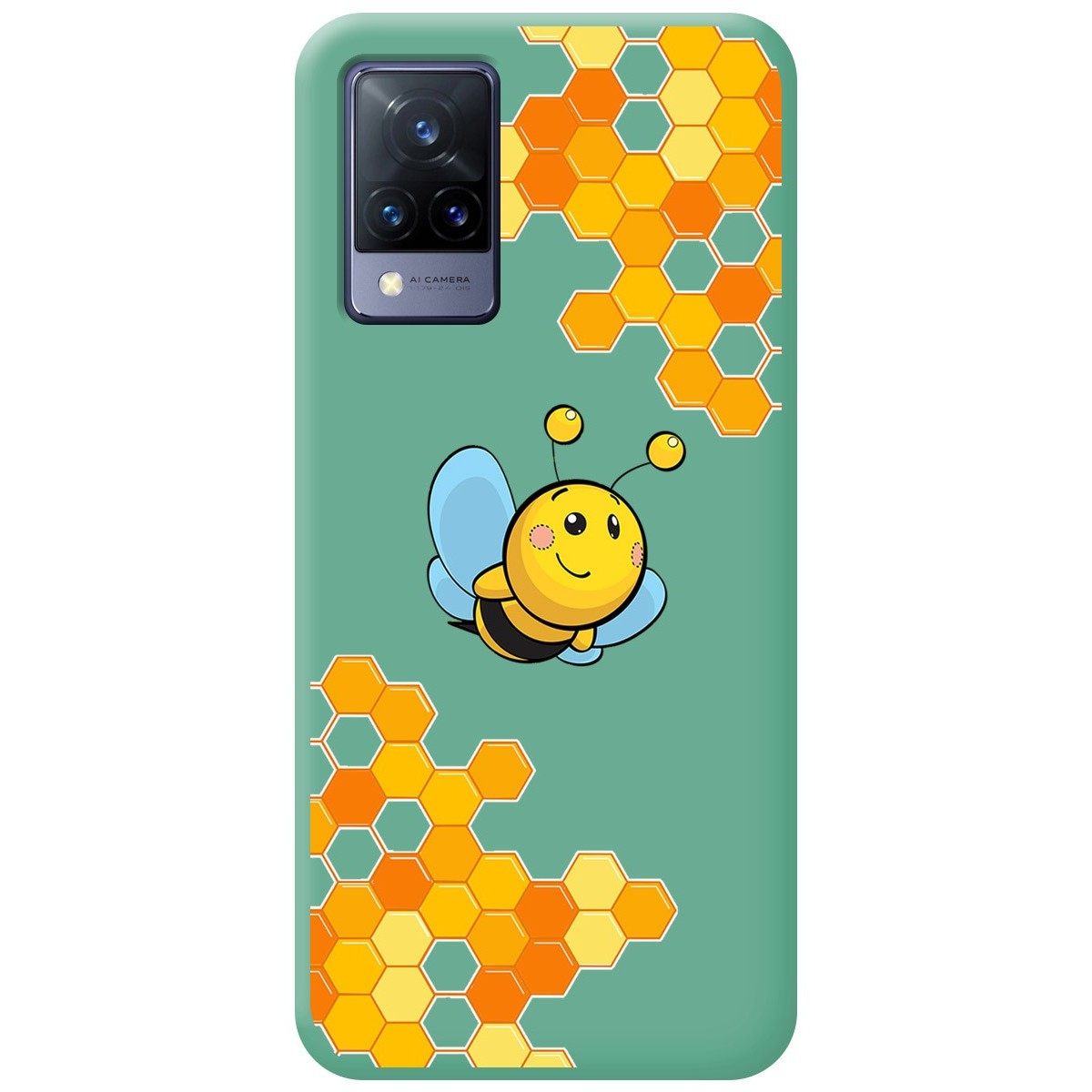 Funda Silicona Líquida Verde para Vivo V21 5G diseño Abeja Dibujos