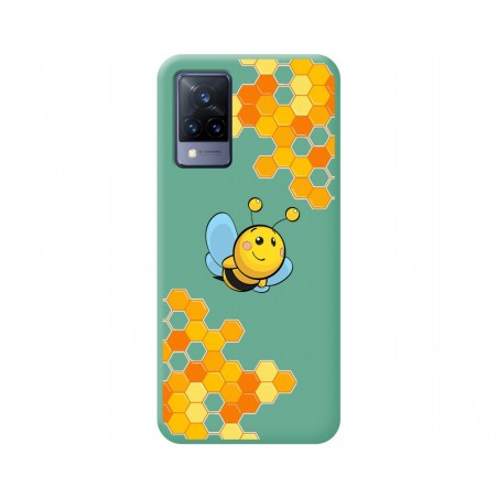 Funda Silicona Líquida Verde para Vivo V21 5G diseño Abeja Dibujos