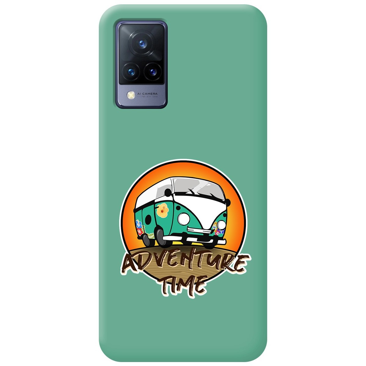 Funda Silicona Líquida Verde para Vivo V21 5G diseño Adventure Time Dibujos
