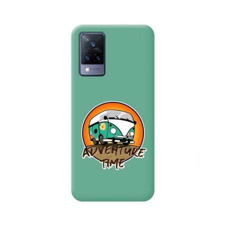 Funda Silicona Líquida Verde para Vivo V21 5G diseño Adventure Time Dibujos
