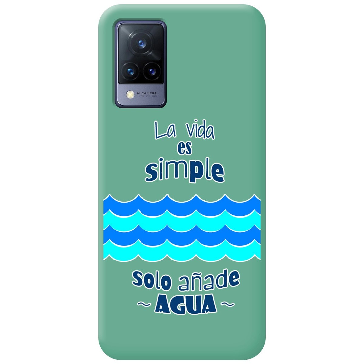 Funda Silicona Líquida Verde para Vivo V21 5G diseño Agua Dibujos