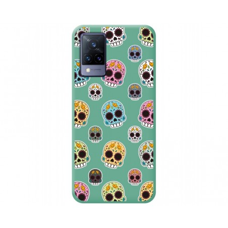 Funda Silicona Líquida Verde para Vivo V21 5G diseño Catrina Dibujos