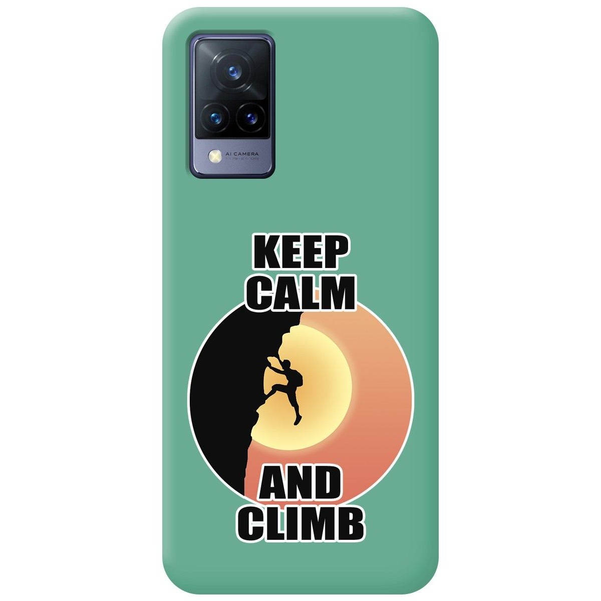 Funda Silicona Líquida Verde para Vivo V21 5G diseño Hombre Escalada Dibujos