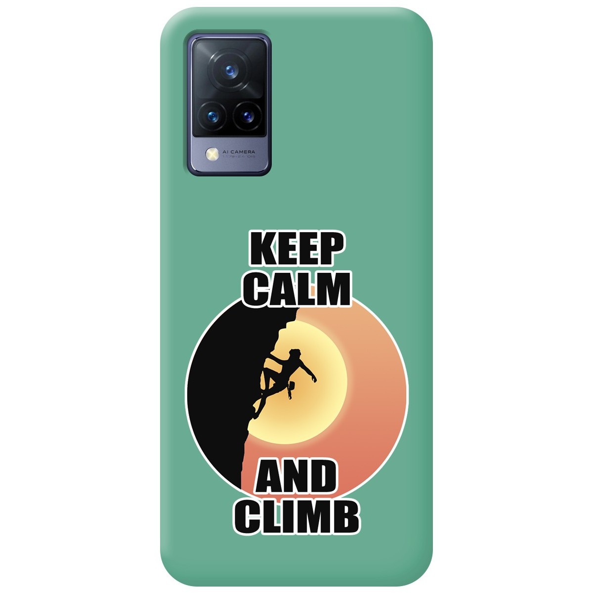 Funda Silicona Líquida Verde para Vivo V21 5G diseño Mujer Escalada Dibujos