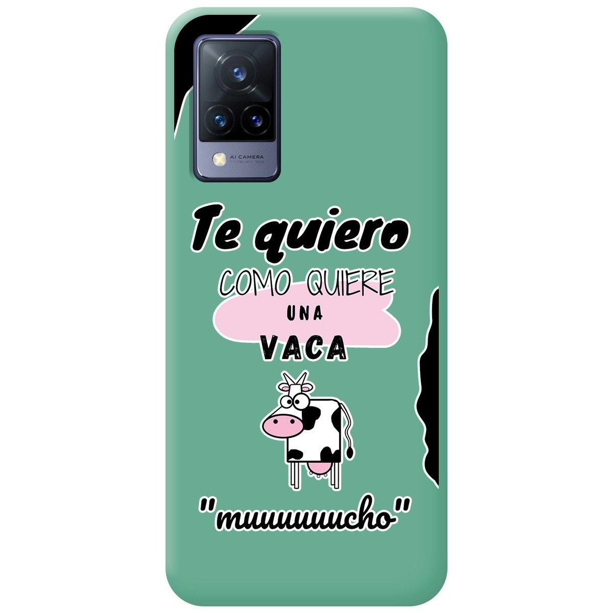 Funda Silicona Líquida Verde para Vivo V21 5G diseño Vaca Dibujos