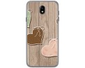 Funda Gel Tpu para Samsung Galaxy J7 (2017) Diseño Corazones Madera Dibujos