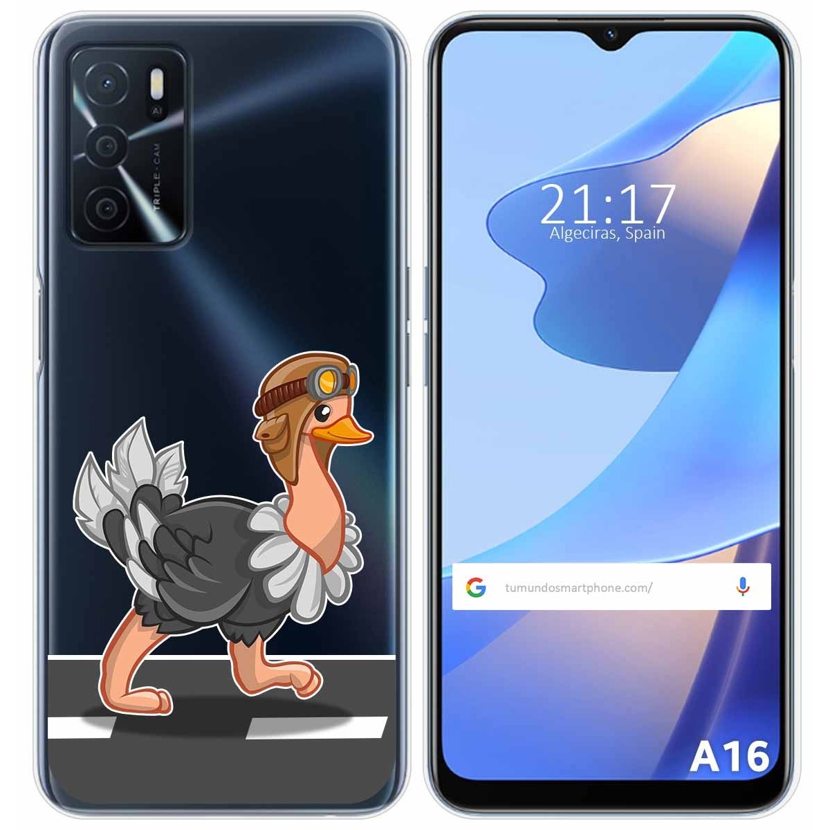 Funda Silicona Transparente para Oppo A16 / A16s diseño Avestruz Dibujos
