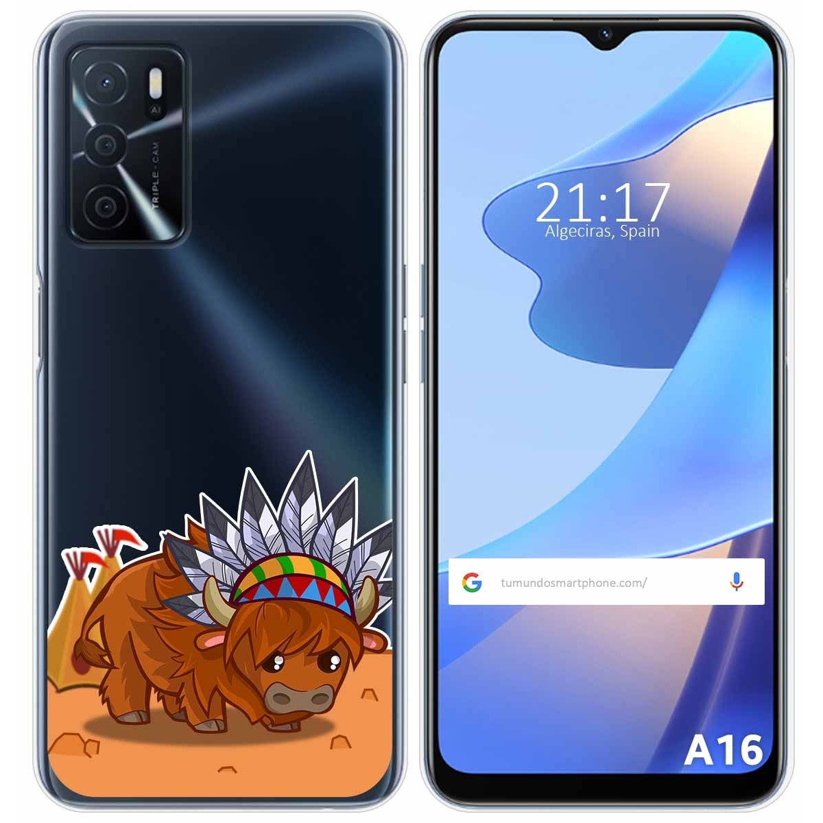 Funda Silicona Transparente para Oppo A16 / A16s diseño Bufalo Dibujos
