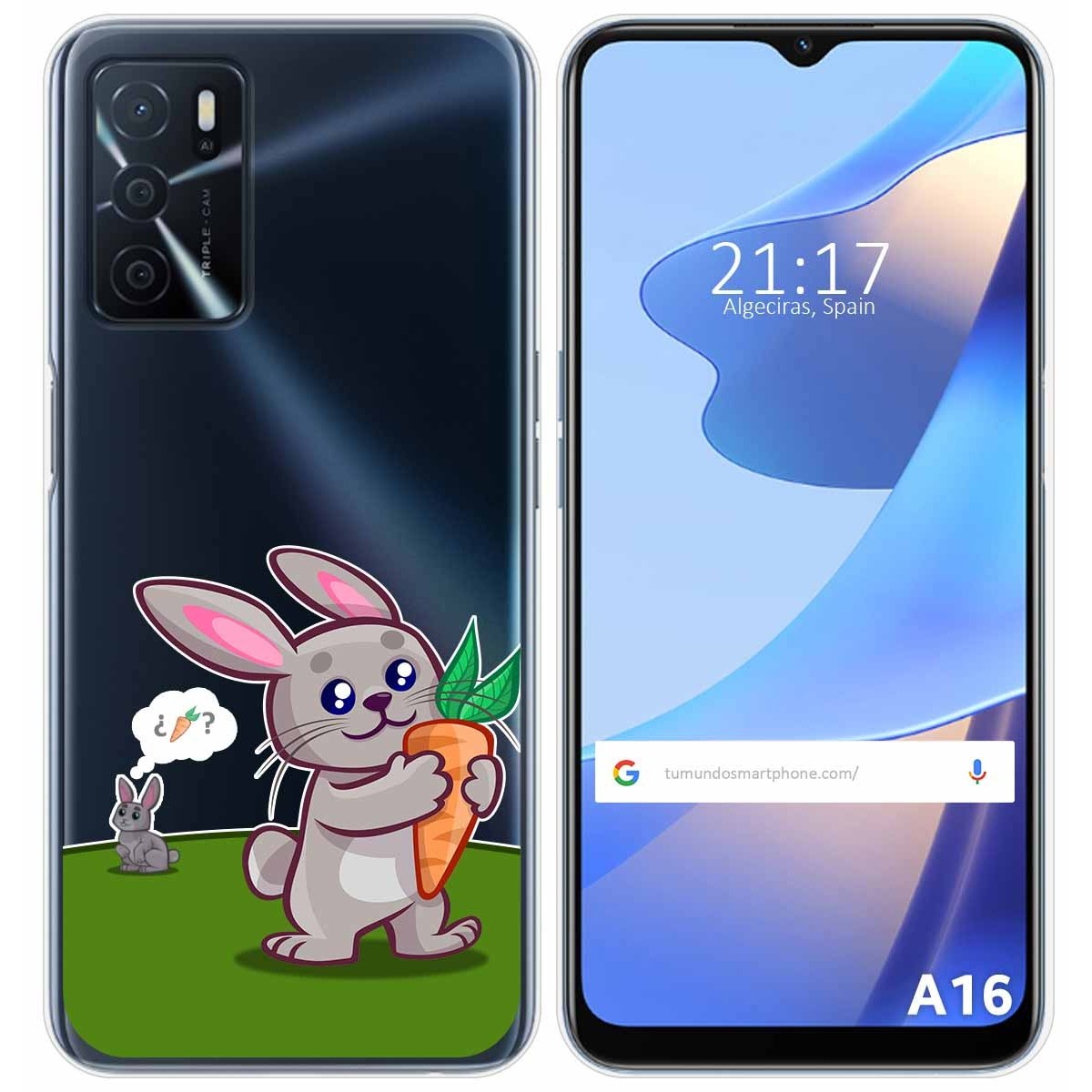 Funda Silicona Transparente para Oppo A16 / A16s diseño Conejo Dibujos