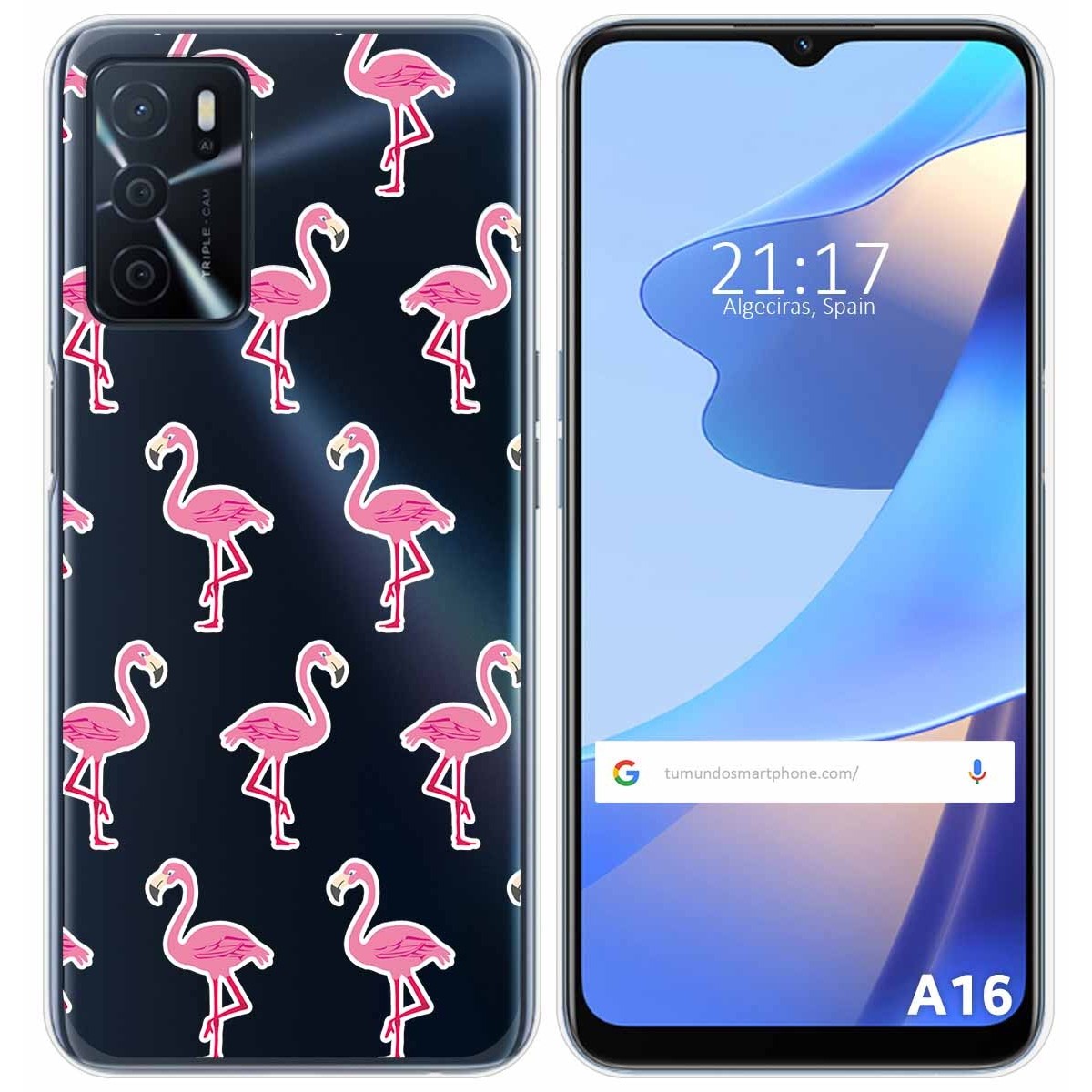 Funda Silicona Transparente para Oppo A16 / A16s diseño Flamenco Dibujos