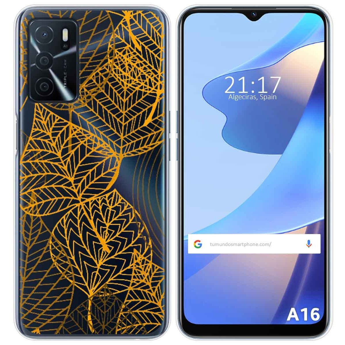 Funda Silicona Transparente para Oppo A16 / A16s diseño Hojas Dibujos