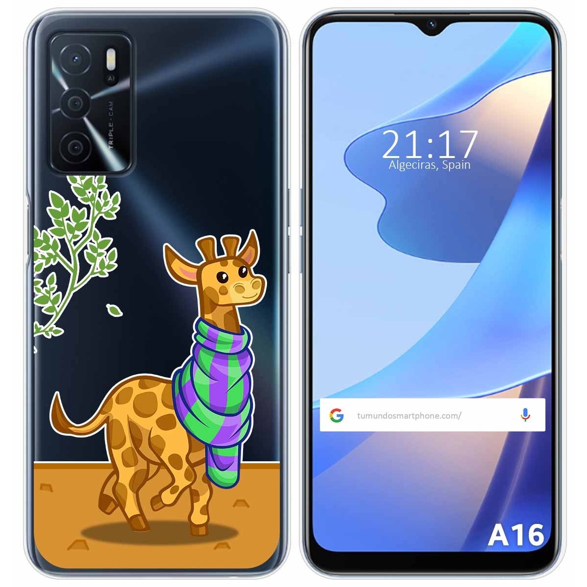 Funda Silicona Transparente para Oppo A16 / A16s diseño Jirafa Dibujos
