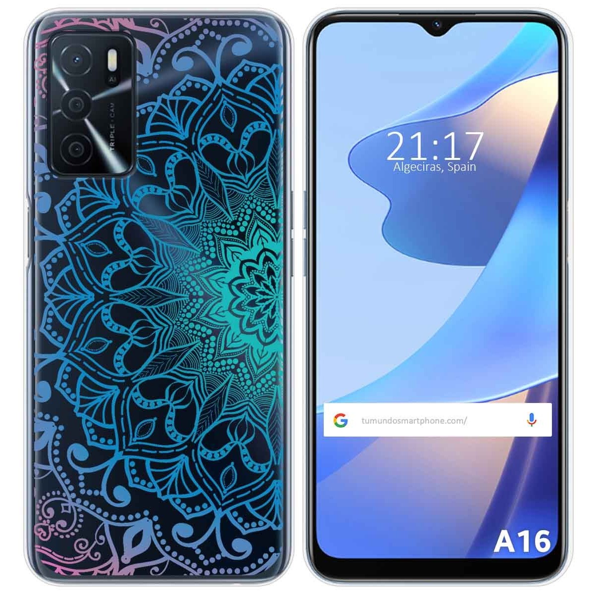 Funda Silicona Transparente para Oppo A16 / A16s diseño Mandala Dibujos