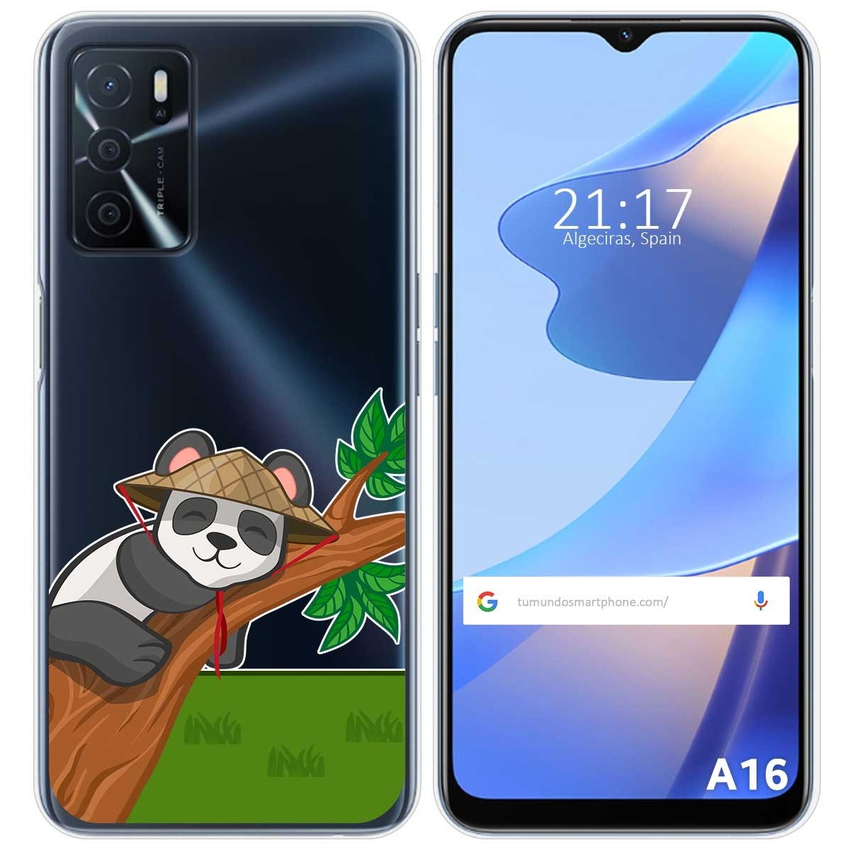 Funda Silicona Transparente para Oppo A16 / A16s diseño Panda Dibujos
